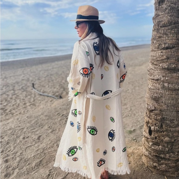 Multi Evil Eye Kimono Robe - Picture 2 of 4